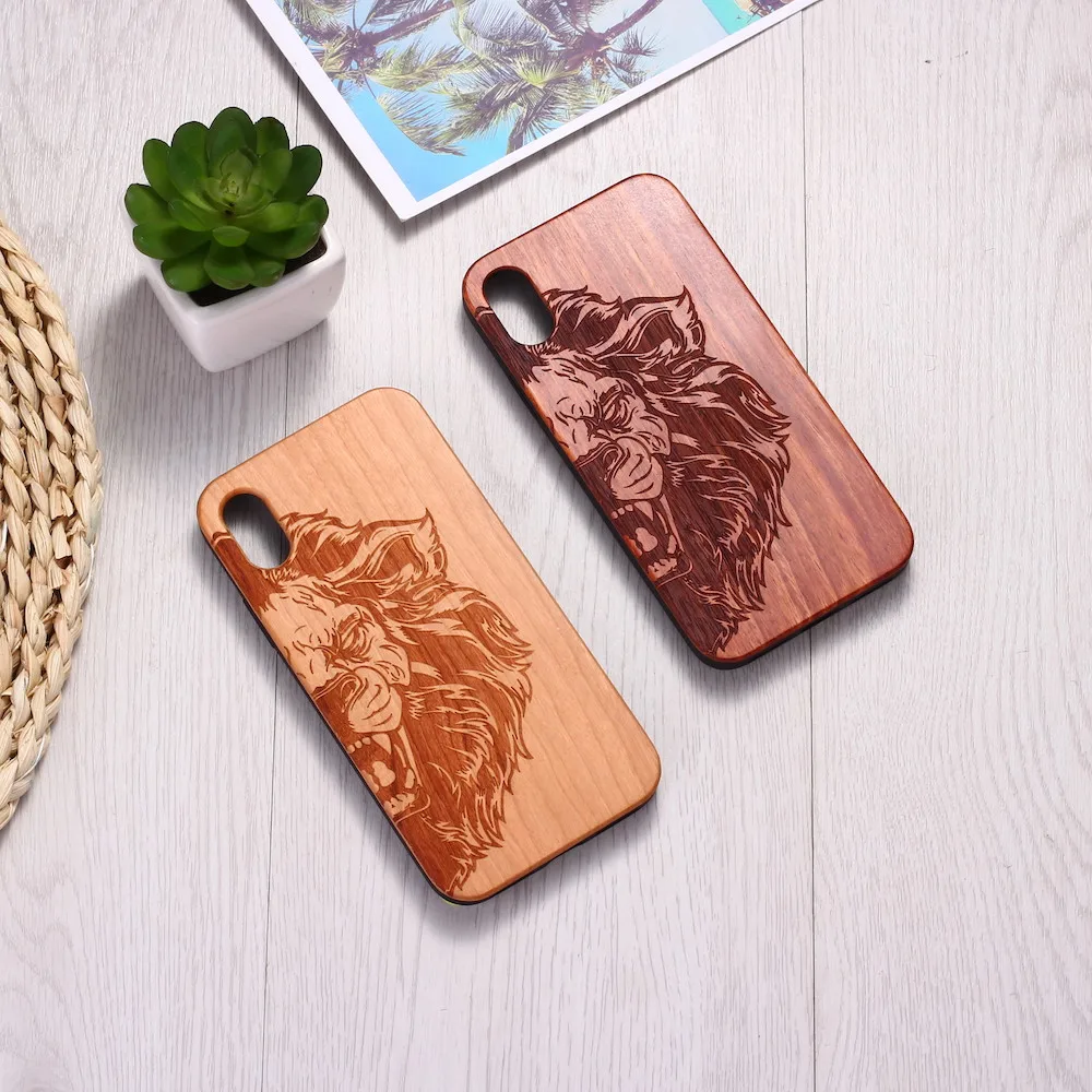 

Lion Art Engraved Nature Wood Phone Case Coque Funda For iPhone 14 14ProMax 14Plus 13Promax 13 12 11