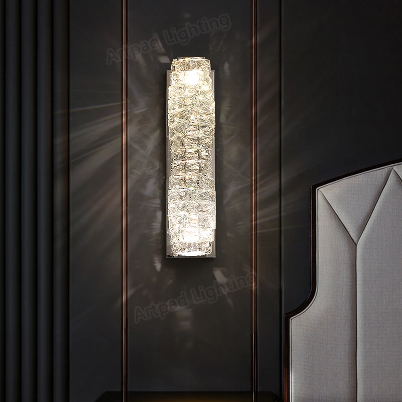 Imagem -04 - Modern Crystal Chrome Led Luzes de Parede Cabeceira Lâmpada Quarto Sala Escadas Interior Home Decor