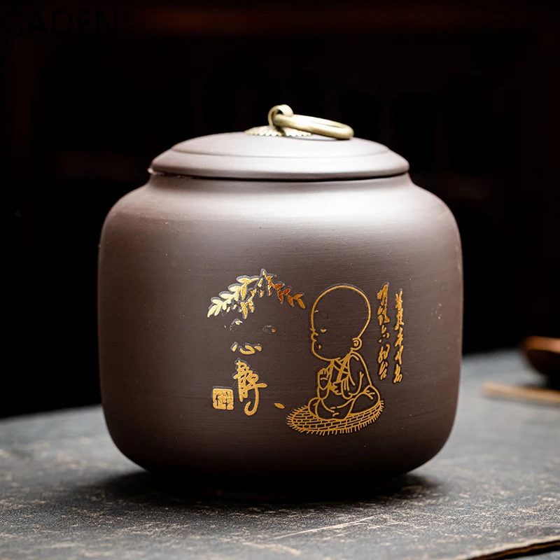 Purple Clay Tea Caddy Creative Storage Tank Tea Set Household Tea Ceremony Accessories Moisture-proof Large Pu\'er Tea Caddy