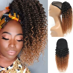 DreamDiana-Queue de cheval bouclée crépue brésilienne, Extensions de cheveux à clipser, Cheveux 100% humains, Ombre, Proximité Wstring, 2 tons, Remy