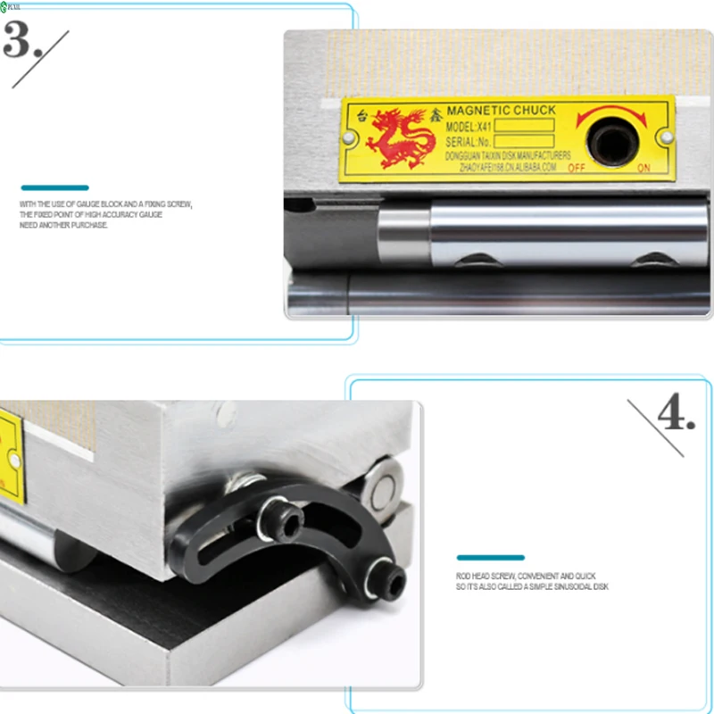 ความแม่นยําสูง Strong Magnetic Force เครื่องบดพื้นผิวแม่เหล็กถาวร Chuck เครื่องบด Disk Magnetic Chuck (100*175)