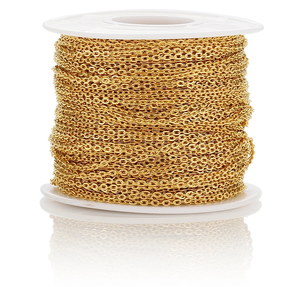 10 Meter 1/1,5/2mm Gold Edelstahlkette Halskette DIY O-Form Kreuzketten für Armbänder Schmuckherstellungskomponenten – Detail 16