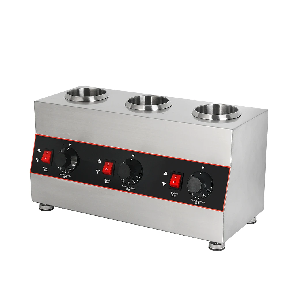 Sauce Warmer Commercial Chocolate Warming Machine Stainless Steel Electric Soy Jam Heater Filling Machine 1/2/3 Bottles 110V220V