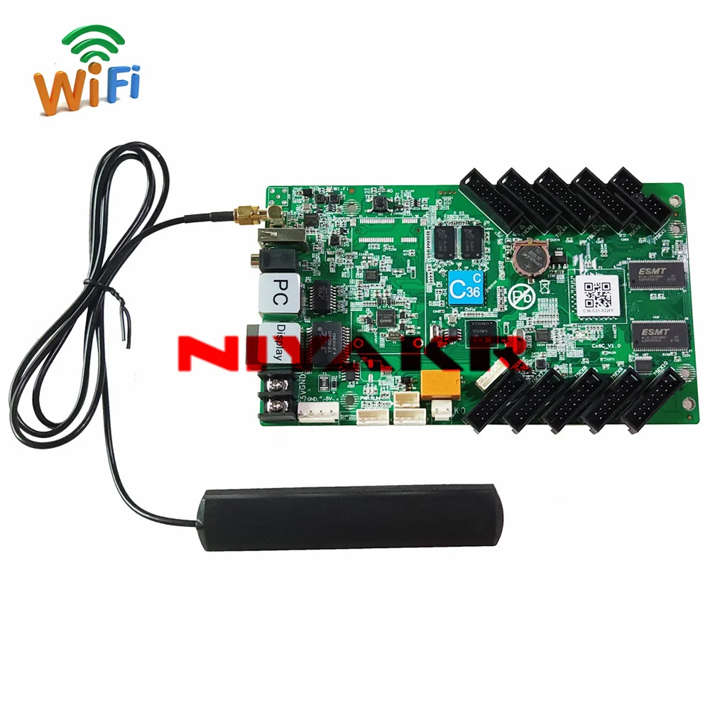 Huidu HD-C36 C36C Asynch Full Color LED Screen Wi-Fi Control Card With 10PCS HUB75 Ports Mobile App