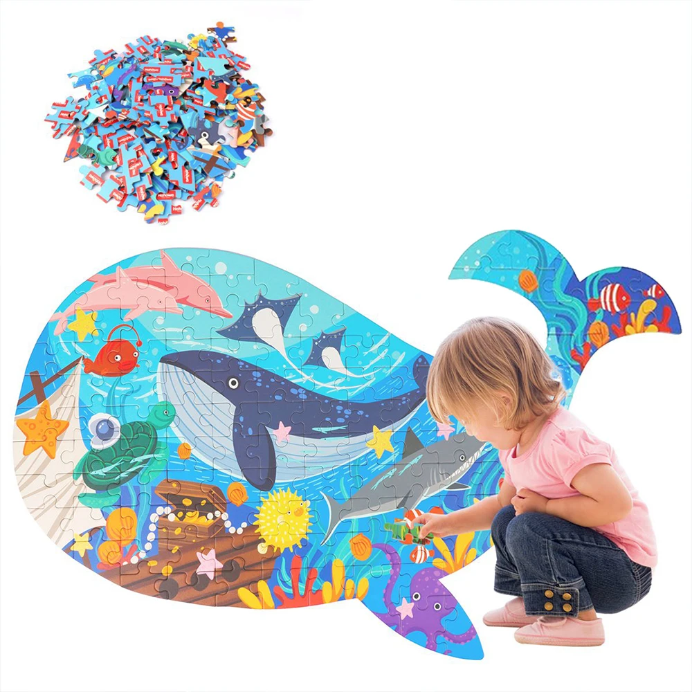 Hahowa Animal Jigsaw Puzzle Pieces Dinosaurs Whale City Travel Puzzles Children Games Educational Toys Christmas Gifts For Kids