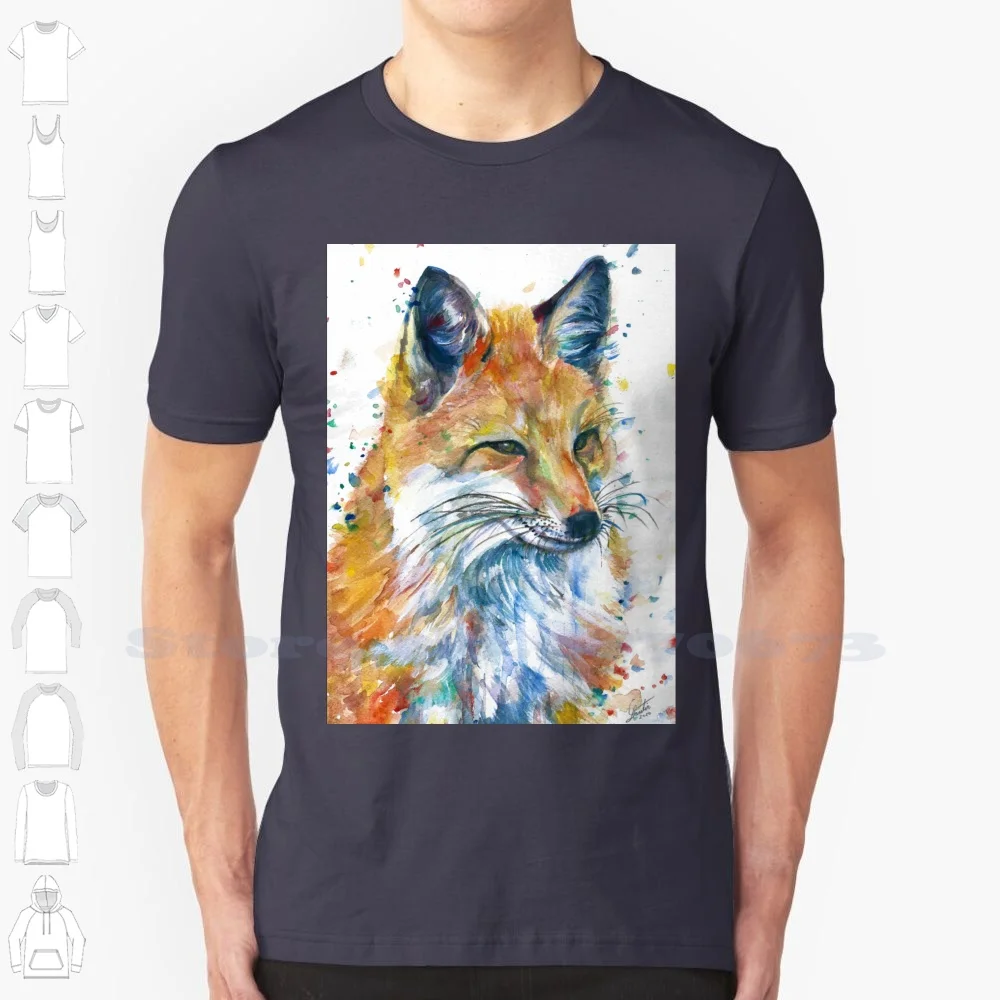 Fox-Watercolor Portrait.1 100% Cotton T-Shirt Fox Animal Fox Portrait Fox Face Fox Figure Fox Muzzle Fox Art Fox Painting Fox