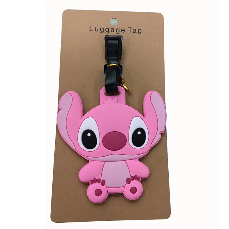 Disney Anime lucu Stitch bagasi Tag koper ID Addres pemegang bagasi Boarding Label portabel