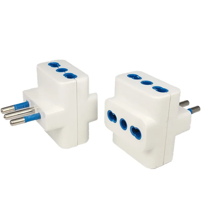 1 way to 3 way Italian to Italian 3 pins plug travel adaptror 10A for Chile, Uruguay, Italy