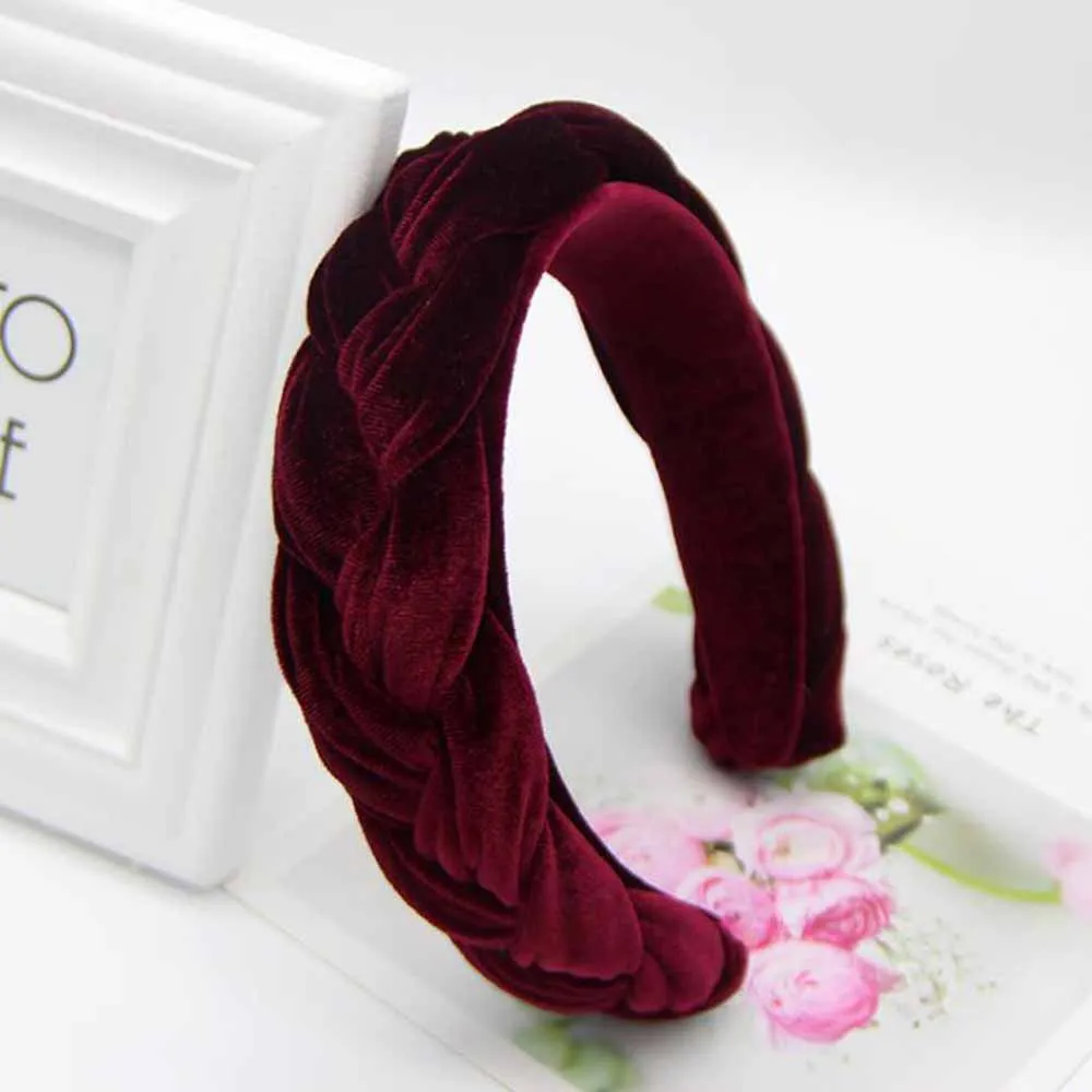 Women Girls Braided Thick Padded Vintage Hair Bands Twist Knotted Velvet Hairbands Hair Hoop For Daily Wedding Cocktail Party