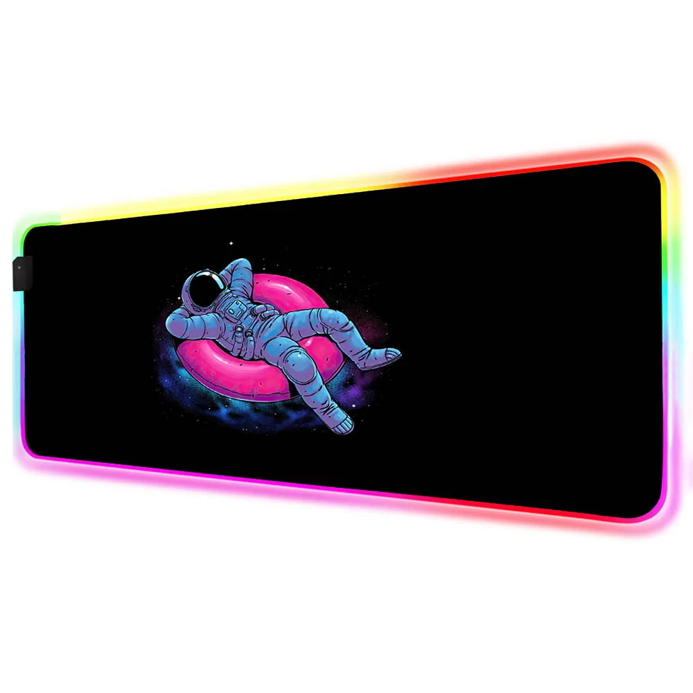 

Astronaut Sitting In The Lifebuoy Space Travel RGB Gaming Mouse Pad Laptop Gaming Accessories Keyboard XL with LED Backlight Pad