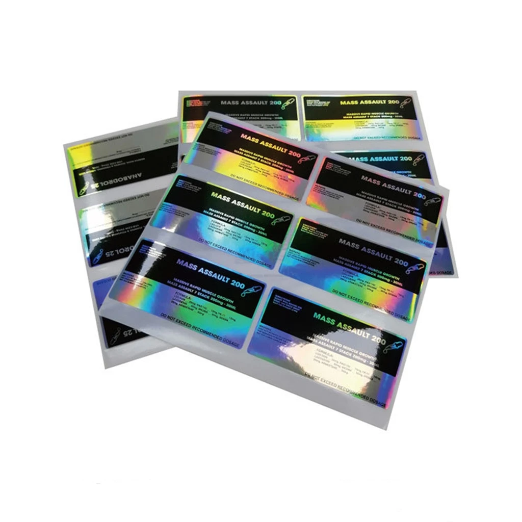 

Customized Holographic Color Change Rectangle Stickers Printed Black Glossy Rainbow Perfume Bottle Package Personalized Labels