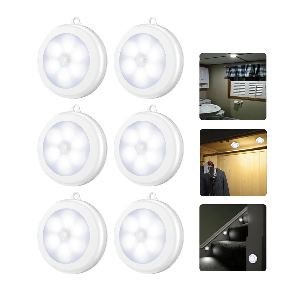 

1/3/5/8PCS LED night light motion sensor, closet, wardrobe, corridor room automatically turns on/off battery light