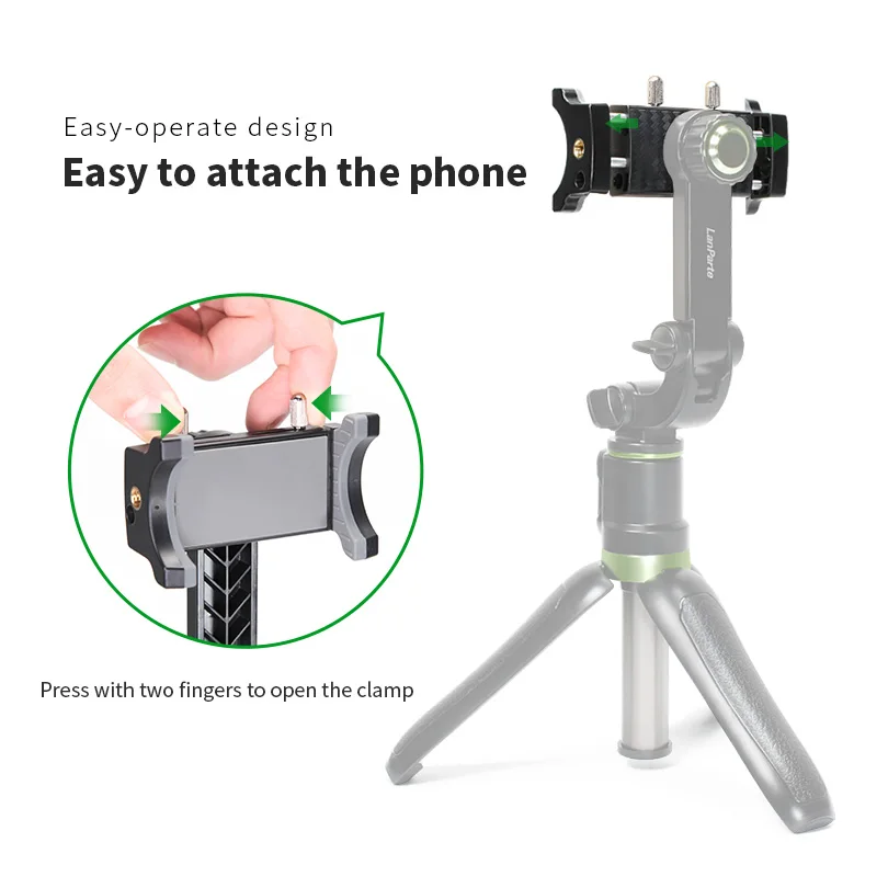 Lanparte Easy Operate Phone Clamp with 1/4 Thread Hole Fit for Self Stick and Tripod