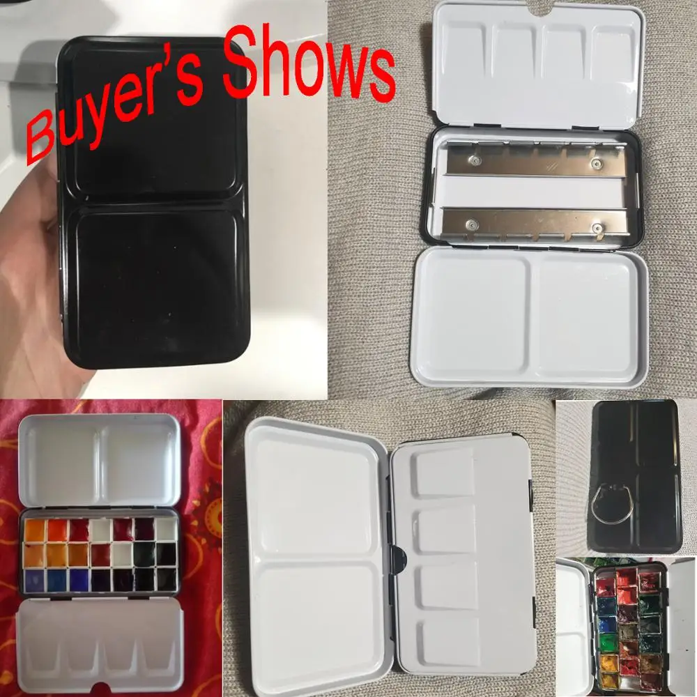 빈 단색 수채화 상자 케이스, 주석 수채화 컬러 컬러 케이스, 아티스트 드로잉 페인팅 상자, 팔레트 페인트 용품, 12 색