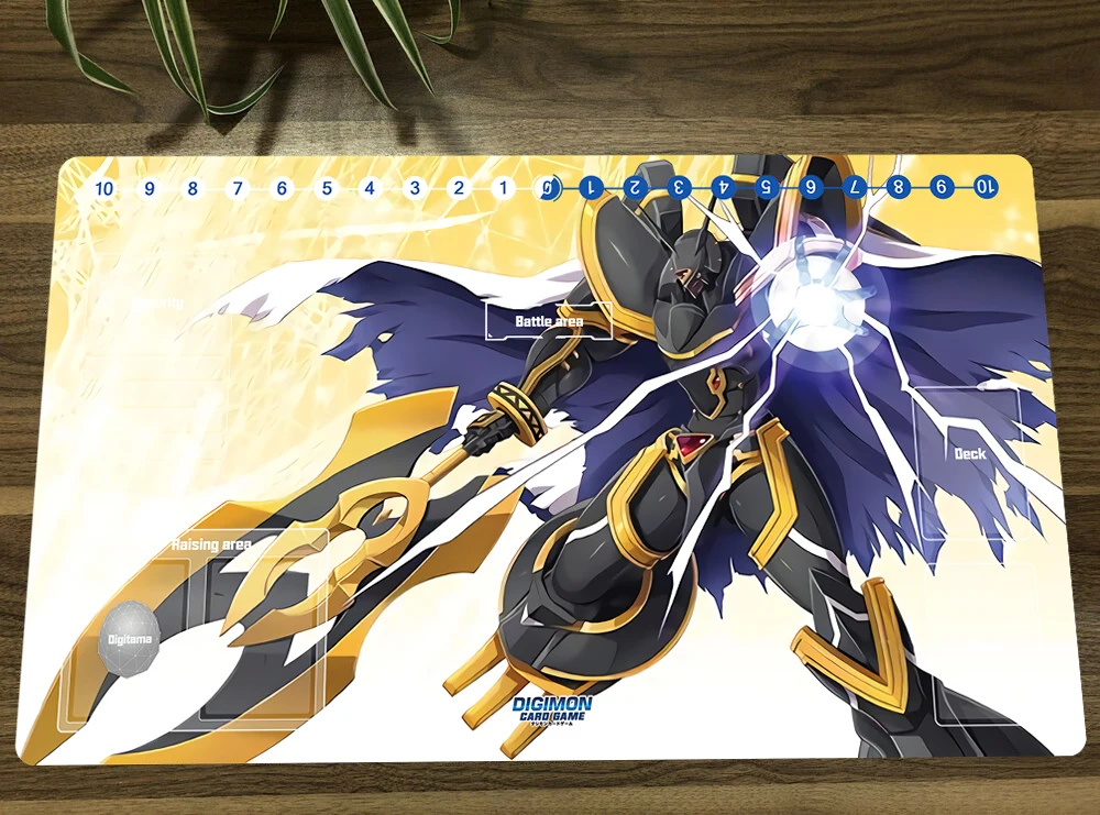 

Anime Digimon Duel Playmat Alphamon Trading Card Game Mat DTCG CCG Mat Mouse Desk Pad Gaming Play Mat With Card Zones Free Bag