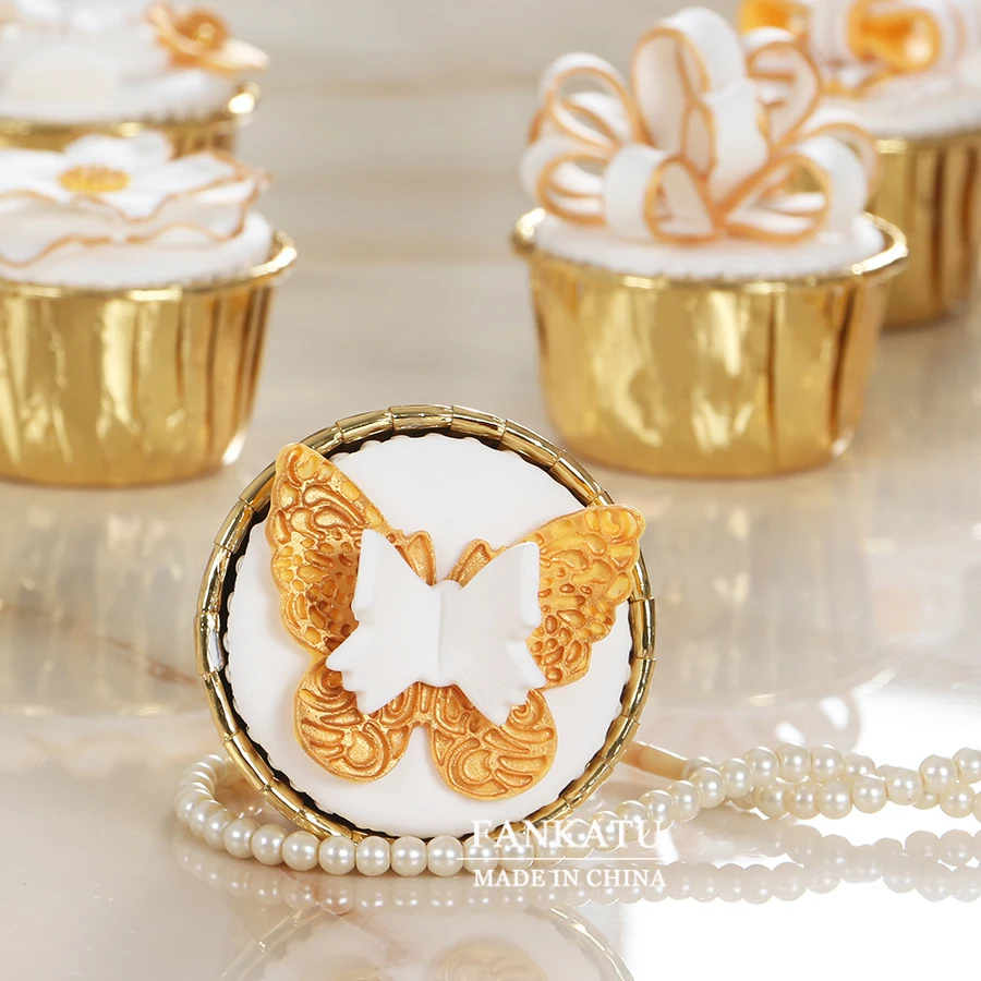 Golden butterfly Window decoration simulation cupcakes dessert table photo props cake model decoration wedding table supplies