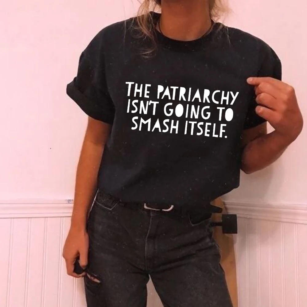 Letter Slogan Graphic Tee Feminist Saying Shirt Aesthetic Art Tops Summer The Patriarchy Isn't Going To Smash Itself T-Shirt