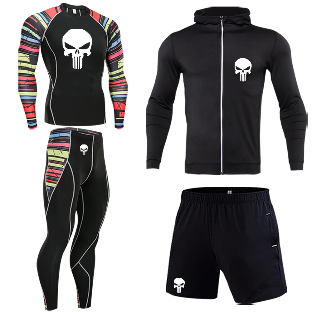 Roupas de marca masculina roupas esportivas compressão terno rashgard outono e inverno leggings de manga comprida leggings de treinamento masculino