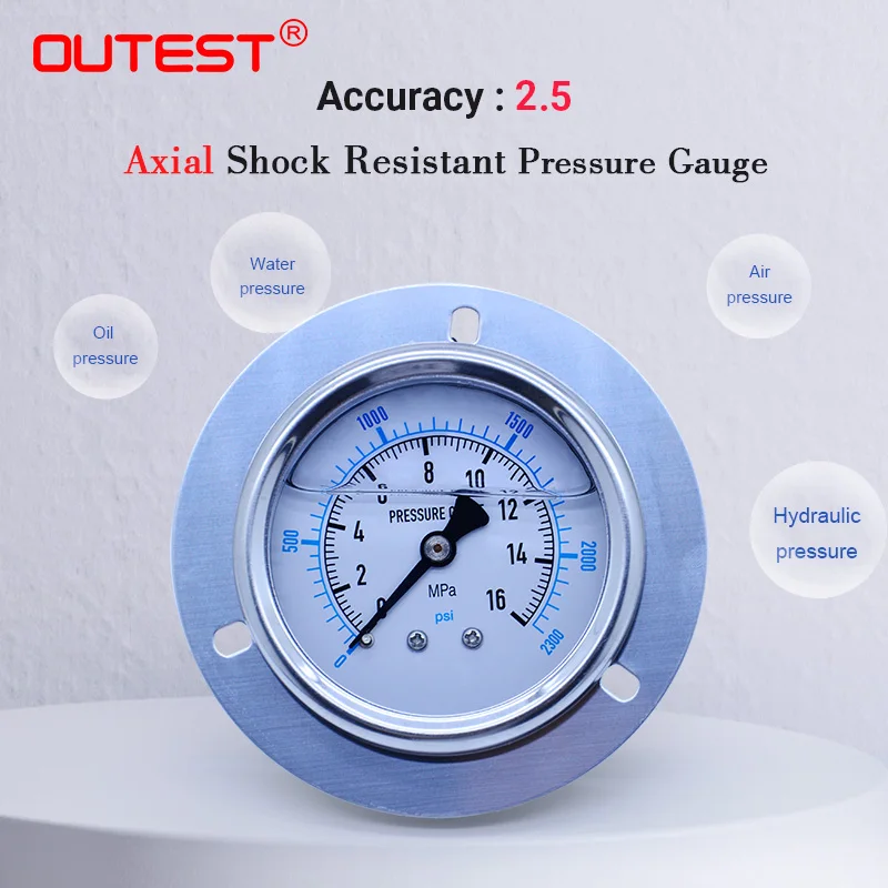 OUTEST Axial stainless steel Air oil water Hydraulic Pressure gauge Thread G 1/4 manometer pressure gauge Thread diameter 13mm