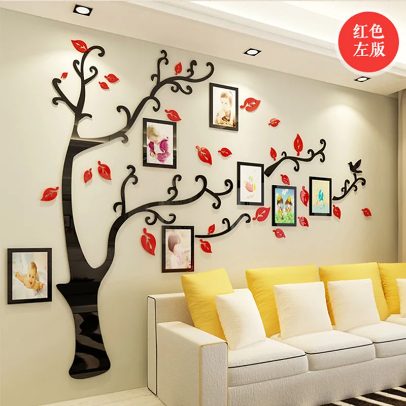 Árbol de fotos familiar, pegatinas de pared acrílicas 3D, marco de fotos artesanal, pegatina decorativa de árbol, calcomanías de pared de fondo de