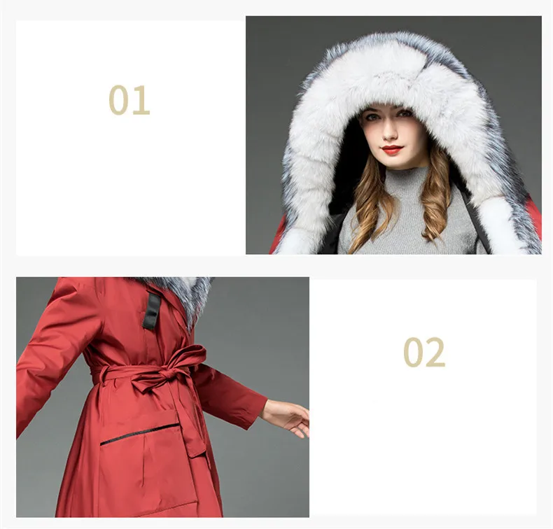 Winter Jacket Women Rabbit Fur Liner Parka Real Fur Coat Female Fox Fur Collar Warm Long Trench Coats Chaqueta Mujer MY