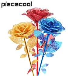 Piececool-rompecabezas de Metal 3D para adultos, Kits de construcción de modelo de rosa, juguete DIY, regalos de cumpleaños