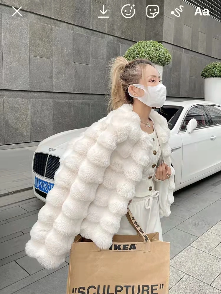 Short Faux Fur Coat for Winter Fluffy Jacket Thick Korean Warm Ecological Fur and Fur Coat Soft Plush Jacket Cropped Jacket