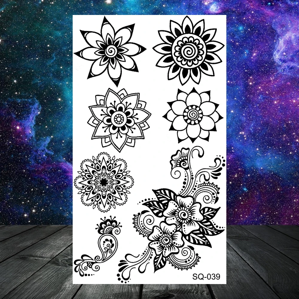 Small Skull Henna Feather Arrow Temporary Tattoos For Women Adult Kids Cross Scorpion Anchor Fake Tattoo Neck Arm Finger Tatoos