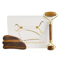 Set de Rodillo de Jade Ojo de Tigre y Gua Sha