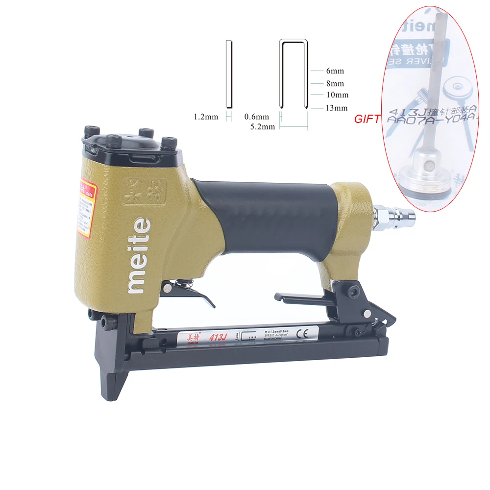 Meite 413J U-type Pneumatic Nail Gun Air Stapler  6-13mm Suit for Small Woodworking