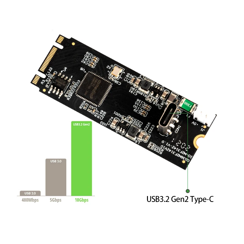 

M.2 B+M Key To USB C 3.2 Gen2 10GB/S Type-C Interface Expansion Converter Controller Card NGFF B M Key To USB 22x60 Chip ASM3124