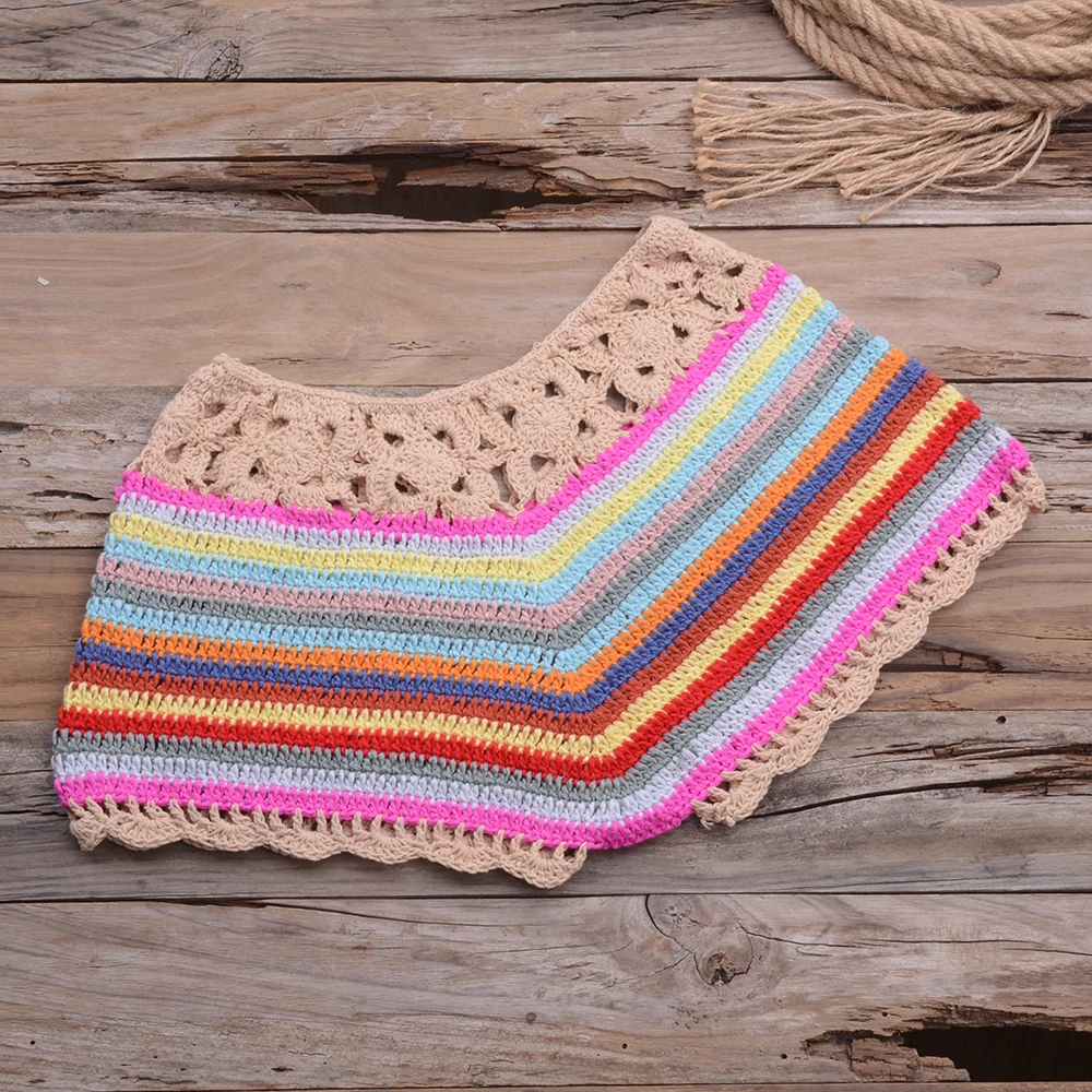 Mixed Colorful Stripe Knitted Crochet Shorts Women Fashion 2021 Summer Elastic Low Waist Shorts Beach Tight Shorts Bottom