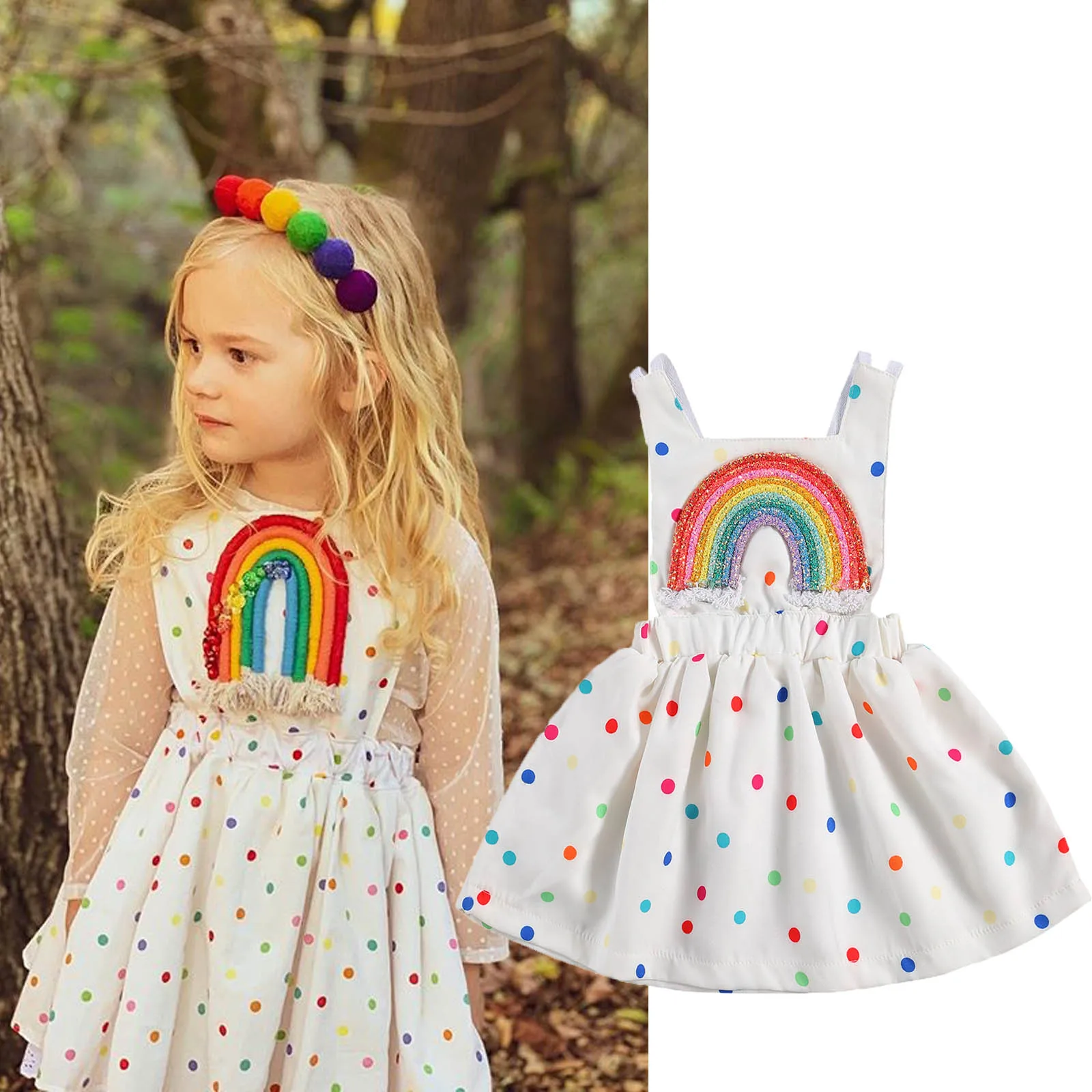 

2020-09-23 Lioraitiin 0-24M Infant Newborn Baby Girls Summer Dresses Backless Sundress Rainbow Colorful Dots Sleeveless