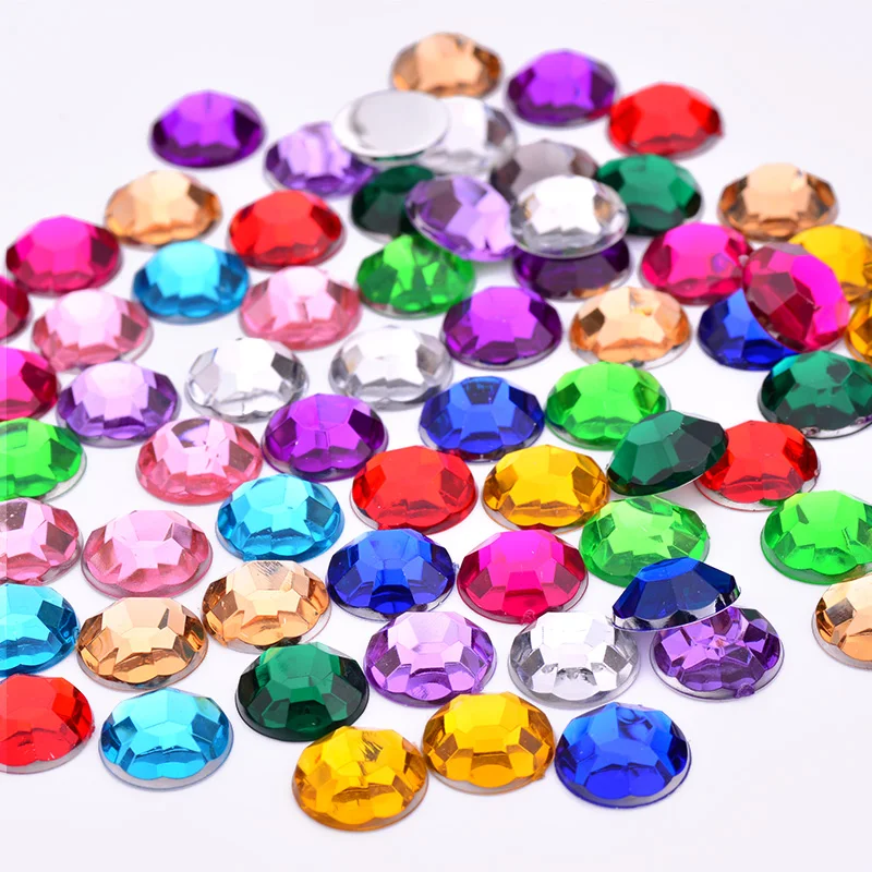 JUNAO 2 6 8 10 18 20mm Colorful Crystal Round Flat Back Rhinestone Glue On Acrylic Nail Stone Stickers Face Nail Art Decorations