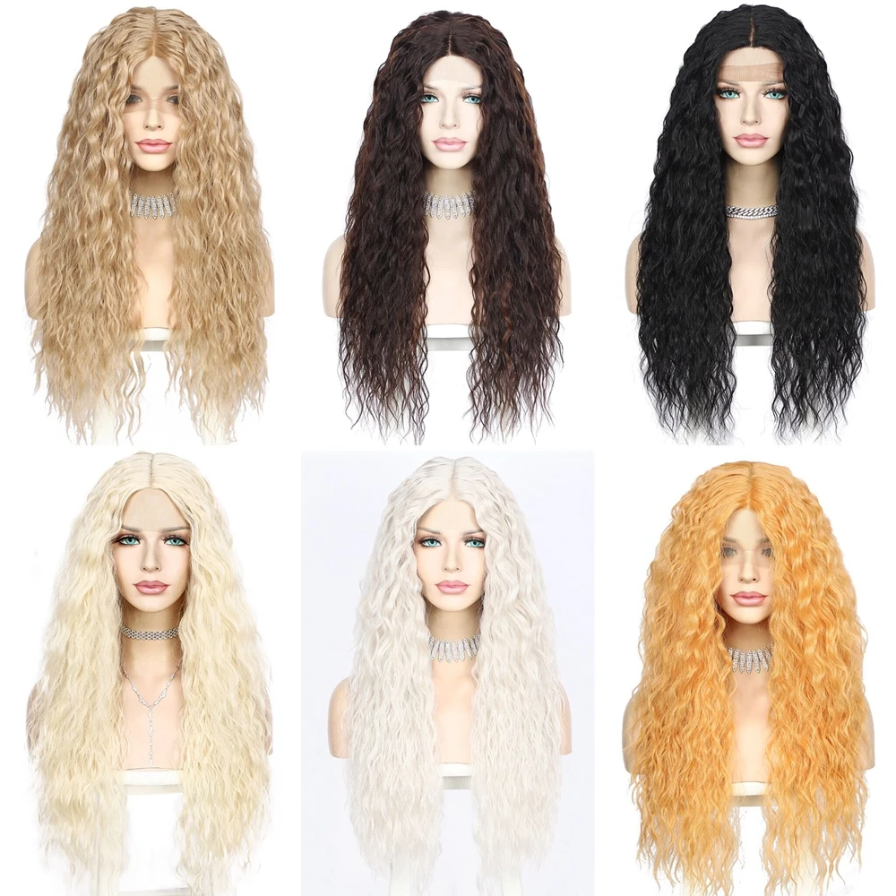 

Lvcheryl Lacefront T-Part Cheap Blonde Wigs Long Afro Kinky Curly Wig Hair for Black White Women Daily Party Cosplay Gift