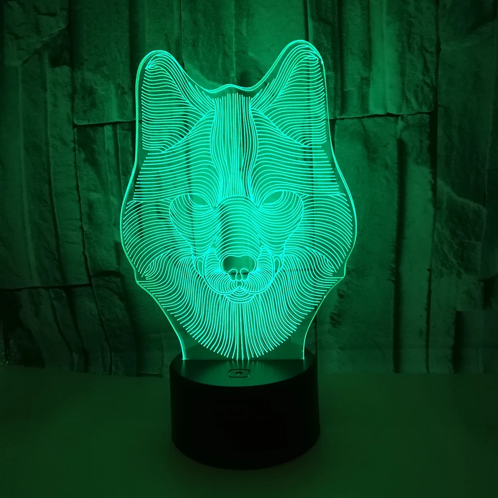 Animal Wolf 3D LED Nightlights Colorful Wolf Design Table Lamp teen wolf Illusion Battery operated Lights Bedroom Modern Decor