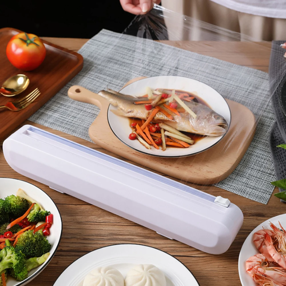 

Cling Film Storage Holder Restaurant Cling Film Cutter Easy To Cut Kitchen Sealing Food Wrap Dispenser Cutting Box Kitchen Tool