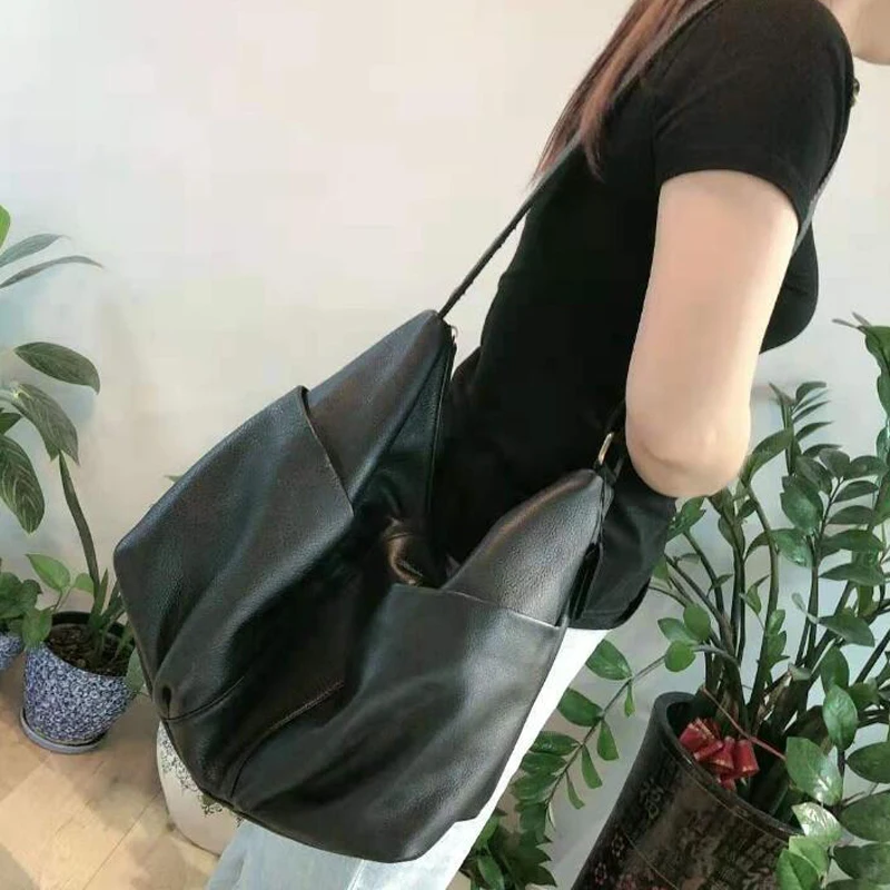 Echt leder Sack Schulter Damen Taschen zwei Out Taschen Designer Schulter Umhängetaschen für Frauen Universität Handtaschen – Detail 12