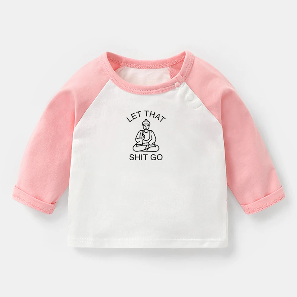 

Let That Shit Go Bite Me Boy Give Me Space Design Newborn Baby T-shirts Toddler Raglan Color Long Sleeve Tee Tops