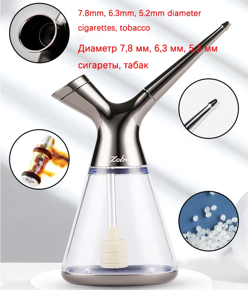 ZOBO Filter Zinc Alloy Plexiglass Microporous Filter Cigarette Holder Cigarettes Tobacco Water Pipes