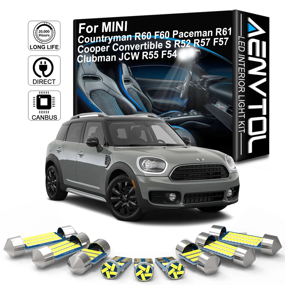 

AENVTOL Canbus Inside LED For MINI Countryman R60 F60 Paceman R61 Cooper Clubman JCW R55 F54 Convertible S R52 R57 F57 2004-2021