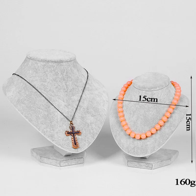 Gray Velvet Jewelry Display For Woman Necklaces Model Bust Show Exhibitor 6 Options Pendants Mannequin Jewelry Stand Organizer