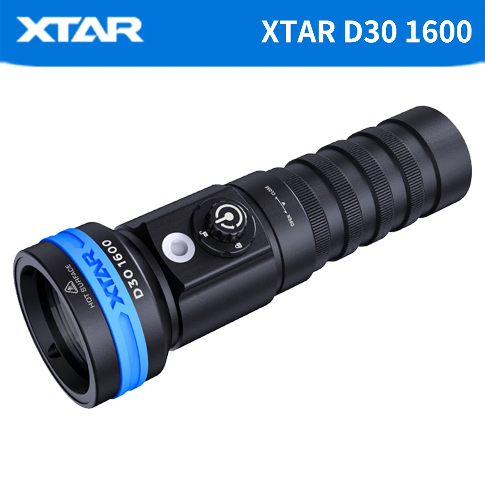 XTAR D30 1600 Diving Flashlight 1600 Lumen Multi-color LED Underwater Photography And Video Light  Handheld Light Diving Torch