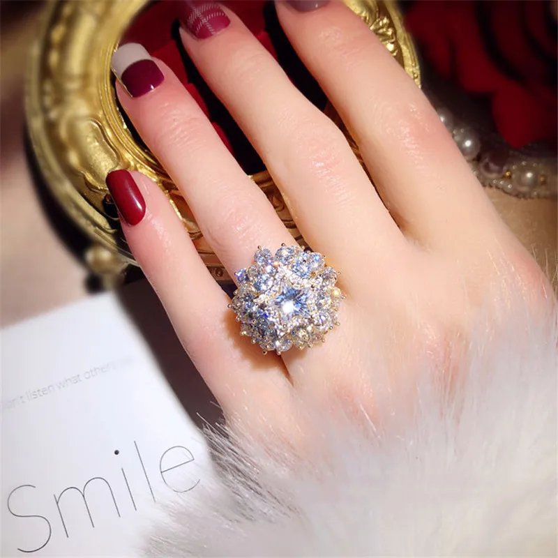 Rings For Women Sterling S925 Original Design White Cubic Zirconia Multi-layer Star Spin Open Ring Index Finger Fine Jewelry