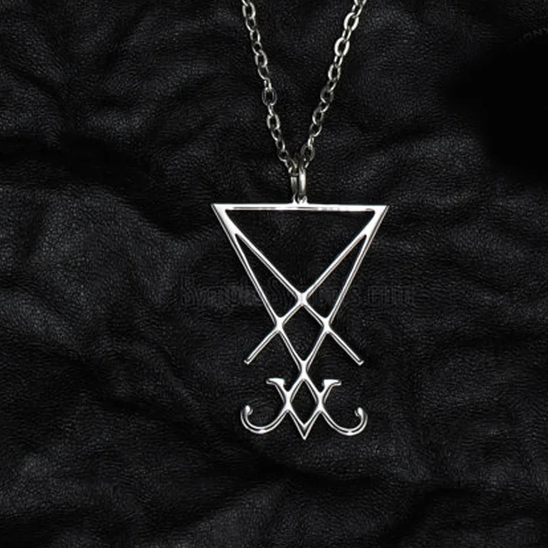 Satanic Amulet Seal Of Lucifer Necklace Satan Baphomet Wicca Pagan Jewelry Sacred Geometry Pendant