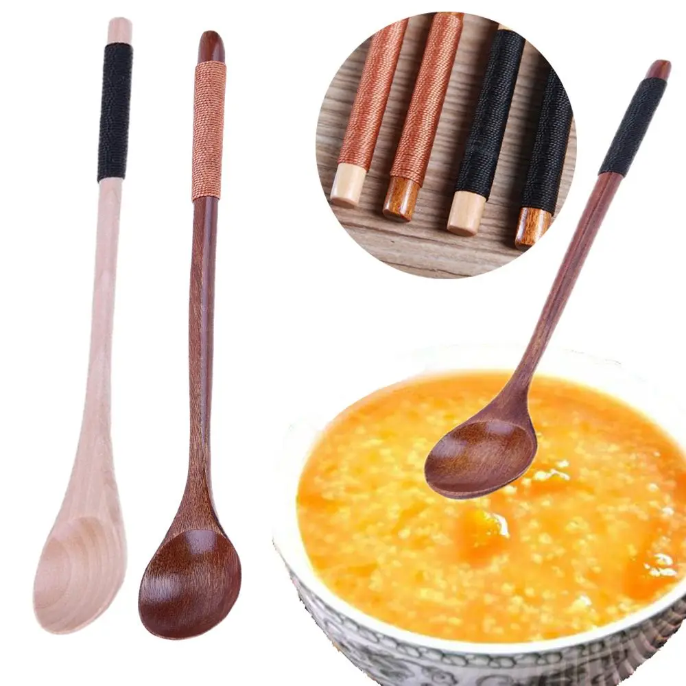 

Handmade Tableware Kitchen Dining Rice Soup Tea Scoops Wooden Spoons Kids Spoon Long-handled