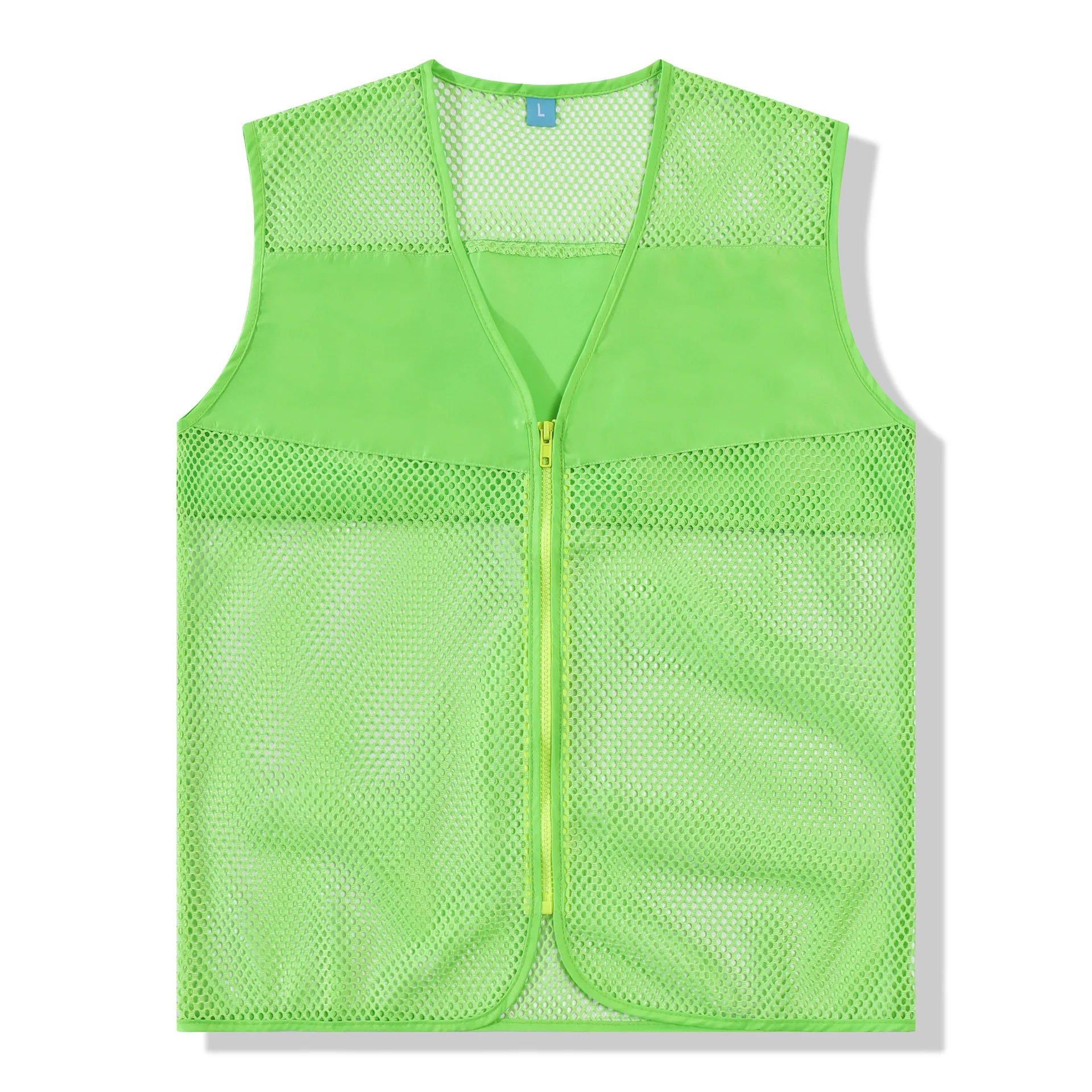 

Custom Safety Vest V-neck Sleeveless Loose Fluorescent Green Vest Boys Oversized Work Cycling Vest Summer Mesh Fishing Vest 4xl