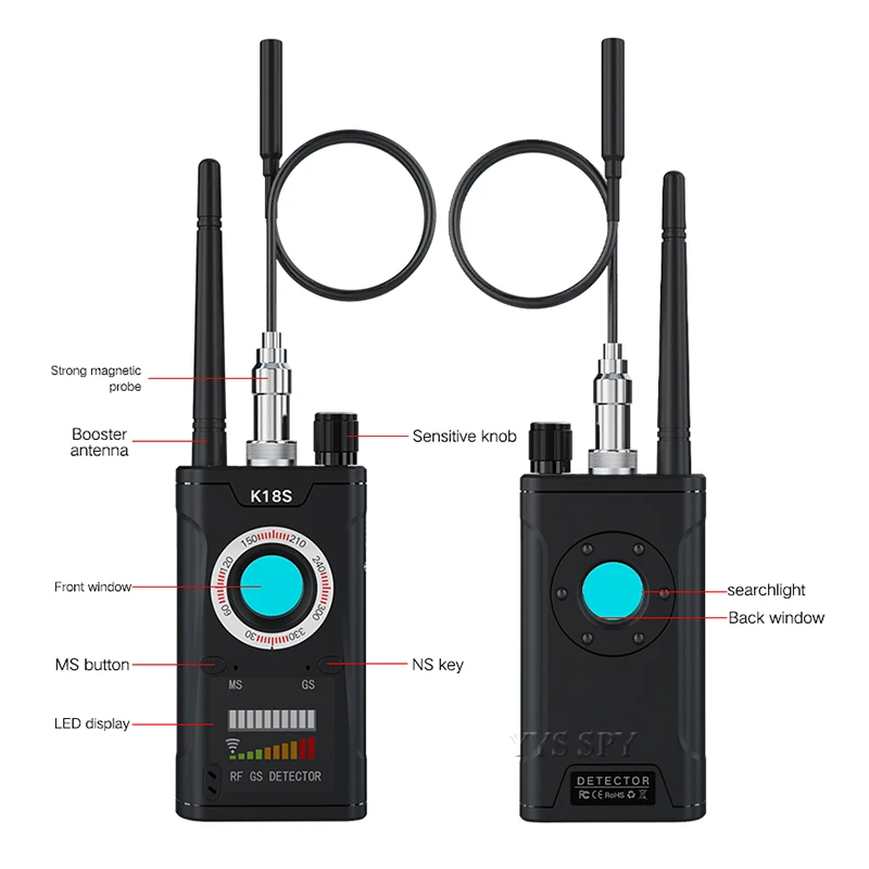 K18S Upgrade RF Signal Hidden Camera Detector Anti Spy Candid Pinhole Micro Cam Scan Magnetic GPS Locator GSM Secret Bug Finder