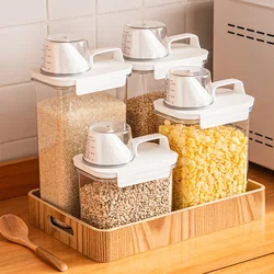 Sealed Transparent Food Storage Box Tank Rice Bucket Container Kitchen Dry Goods Organizer Grains Dispenser Jar for Bulk Cereals