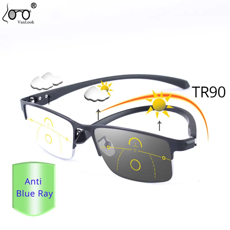 

Vanlook Photochromic Progressive Reading Glasses Multifocal For Men Women Anti Blue Ray Farsighted Eyeglasses Chameleon Lens